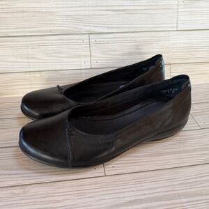 Hotter Dual Fit Robyn II Black Leather Ballet Flats Women's Size 8 England New